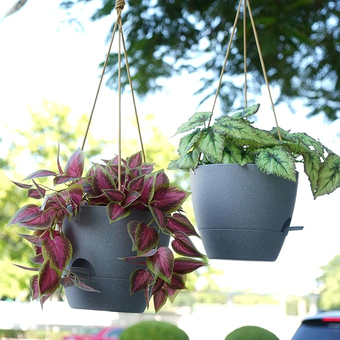 10 Inch Self Watering Hanging Pots, 2 Pack Hanging Planters - Image 5