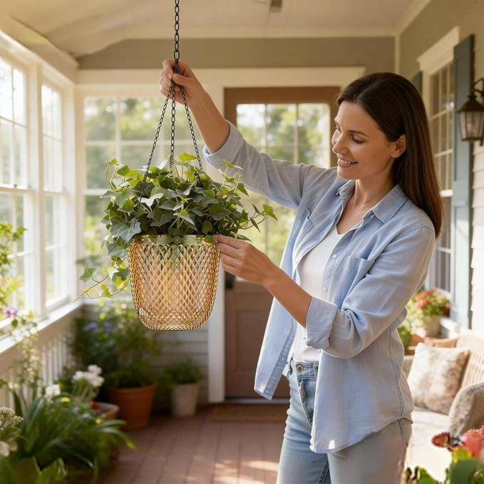 QCQHDU Self Watering Hanging Pots, 2 Pack 7.2 Inch Hanging Planters - Image 2