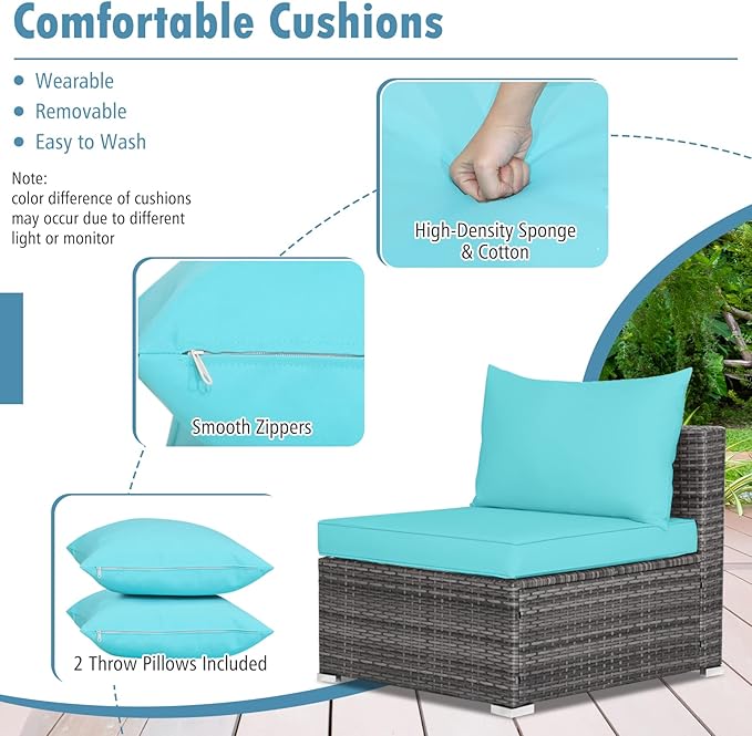 Tangkula 7 Pieces Wicker Patio Furniture Set, All-Weather Outdoor Rattan - Image 7