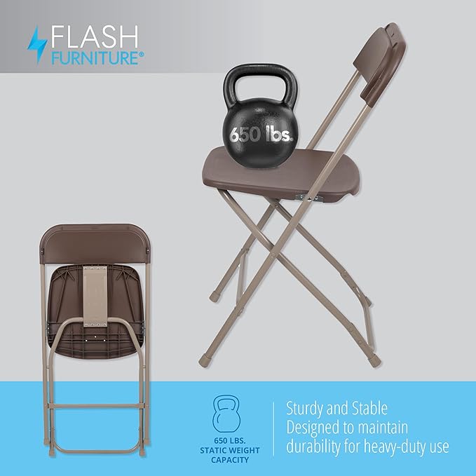 Flash Furniture Hercules Series Plastic Folding Chair Brown - Image 9