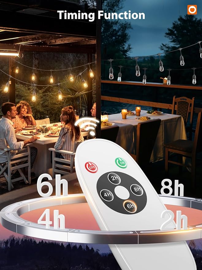 addlon Outdoor String Lights Timer Control, 48FT LED Patio Light - Image 2
