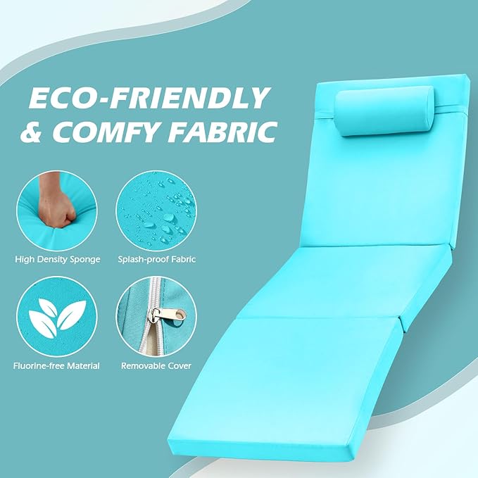 Chaise Lounge Chairs Outdoor Comfy Outside Wicker Patio Pool Lounge Chair w/ 5 - Image 3
