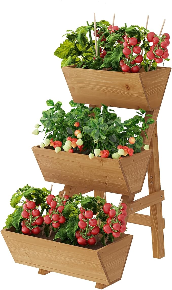3-Tier Wooden Vertical Raised Garden Bed by PULIJIAJU