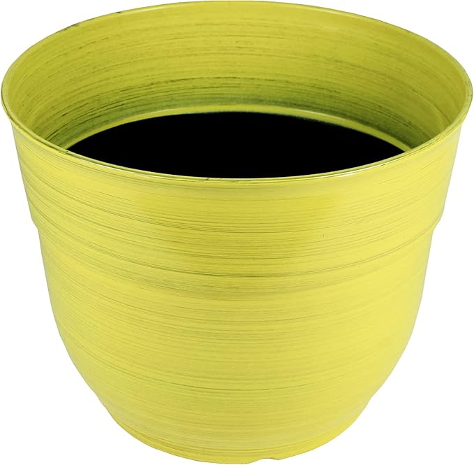 Garden Elements Indoor/Outdoor Glazed Brushed Happy Plastic Planter, Bright - Image 4