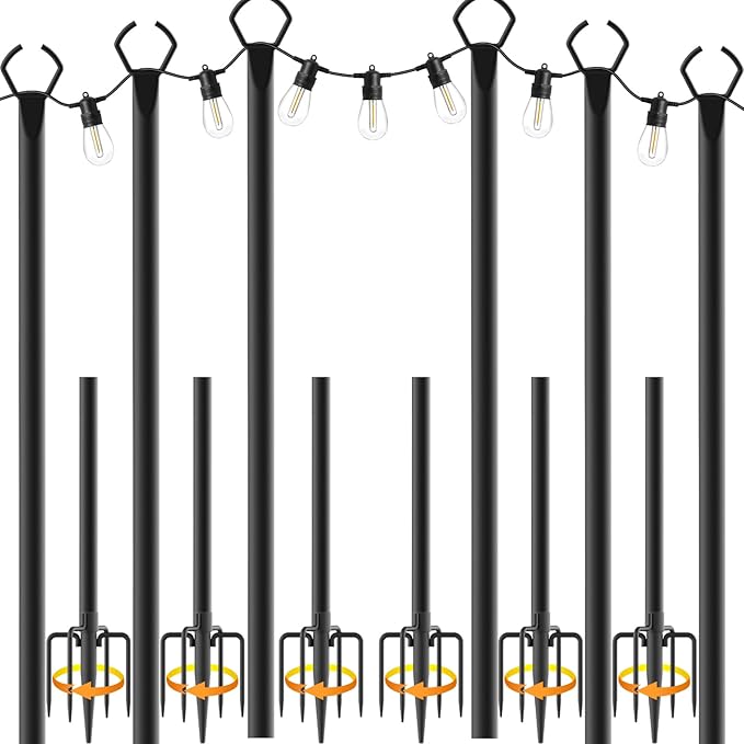6 Pack String Light Poles, 10 Ft Light Poles by Mutovlin