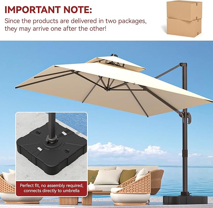 9' X 12' Cantilever Outdoor Patio Umbrellas - Image 2
