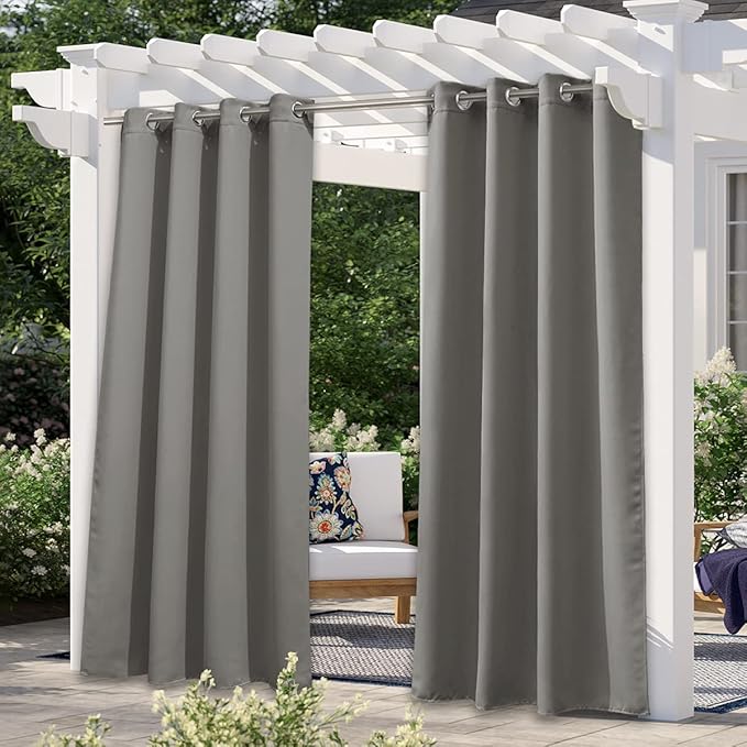 NICETOWN Patio Outdoor Curtain Waterproof, Thermal Insulated Stainless Steel by NICETOWN