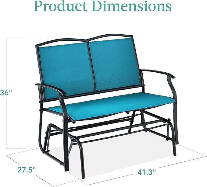 Best Choice Products 2-Person Outdoor Patio Swing Glider Steel Bench Loveseat - Image 3