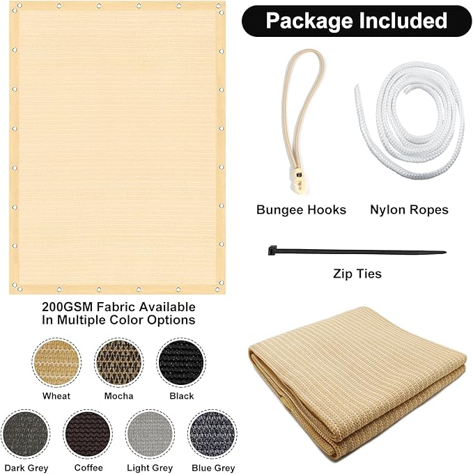Artpuch 90% Sun Shade Cloth, 8 x 12 FT Pergola Shade Cover Canopy - Image 7