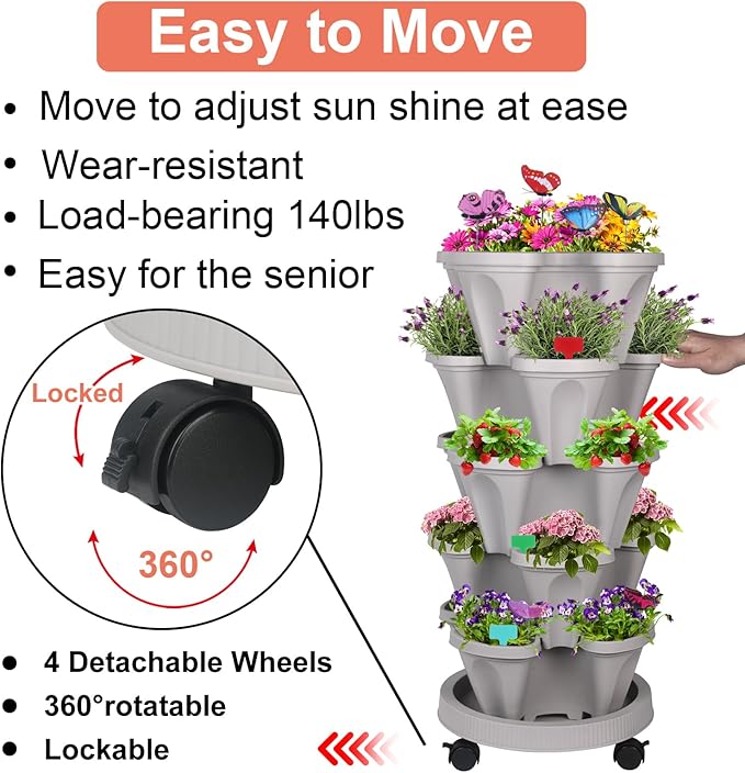 DUNCHATY Stackable Planter, Vertical Strawberry Planter - Image 2