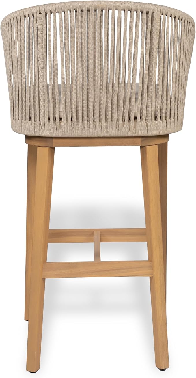 Christopher Knight Home Zax Set of 2 Patio Barstool, Acacia Wood & Rope Outdoor - Image 10