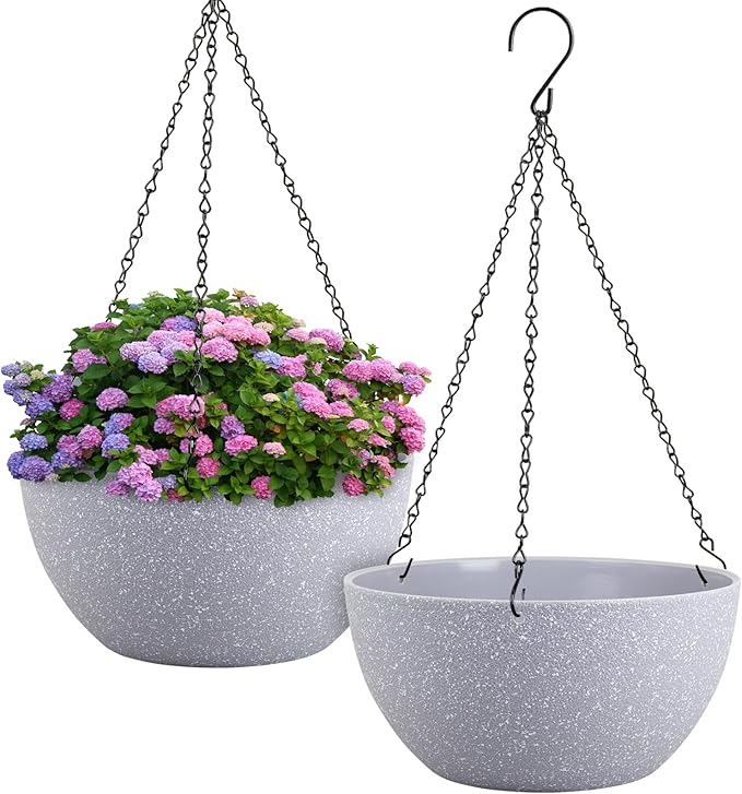 12 inch Large Hanging Planters for Indoor Outdoor Plants, 2 Pack Hanging Flower by Meowell
