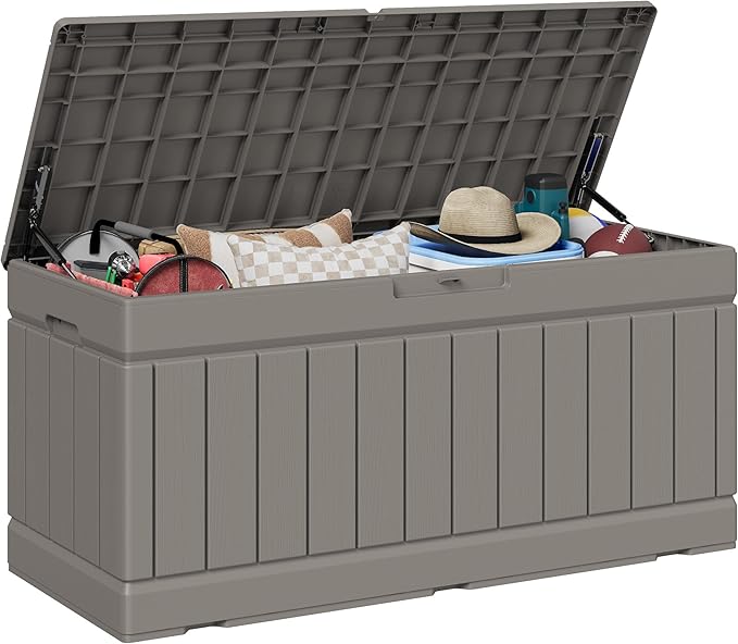 JUMMICO 78 Gallon Outdoor Deck Box Large Resin Storage Box by JUMMICO