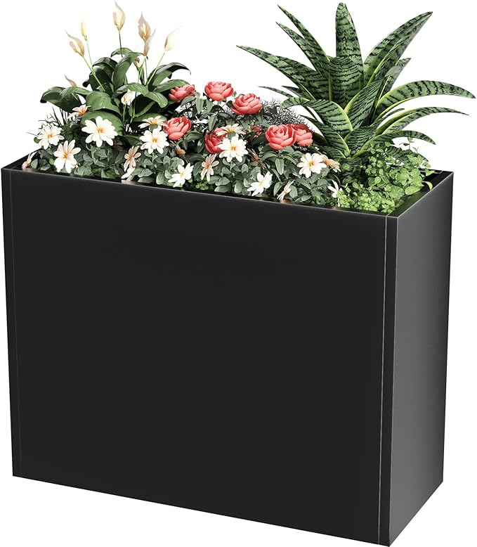 Tall Metal Planter Box for Outdoor Plants 36"L x 12"W x 26"H, Heavy Duty Steel by Unknown