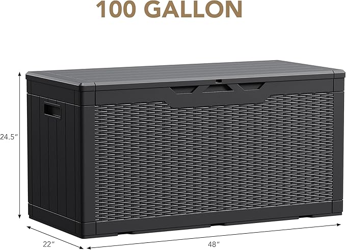 Devoko 100 Gallon Waterproof Large Resin Deck Box Indoor Outdoor Lockable - Image 7
