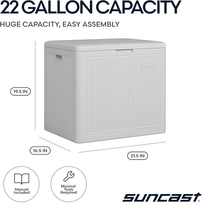 Suncast 22-Gal. Resin Small Outdoor Patio Deck Box - Image 3