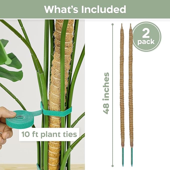 4 Pack 48'' Bendable Moss Pole Monstera Plant Support - Image 2