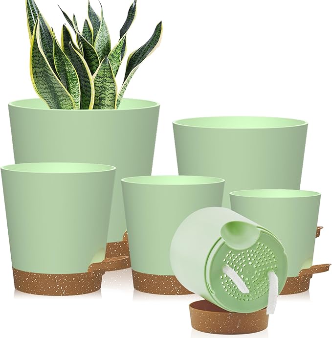Self Watering Pots, 7/6.5/6/5.5/5/4 inch Flower Pots by Unknown