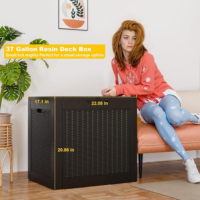 37 Gallon Outdoor Deck Box, Lockable Waterproof Outdoor Storage Boxes - Image 3