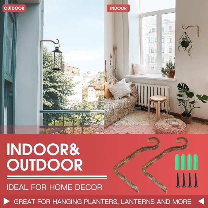 Jardim 2 Pack 6 Inch Premium Decorative Metal Iron Wall Hook, Indoor Outdoor - Image 7