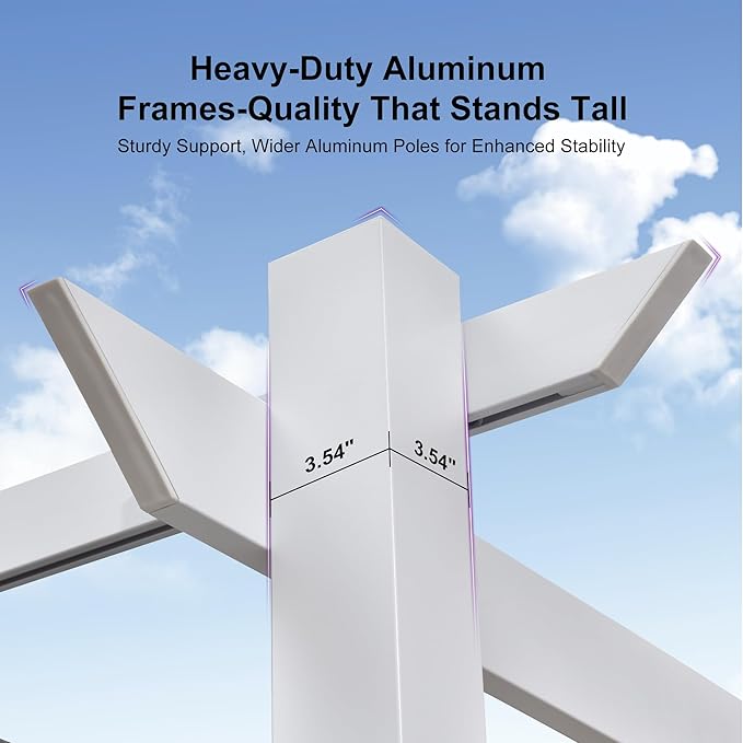 PURPLE LEAF 10' x 13' Outdoor Aluminum Pergola White Heavy-Duty Retractable - Image 5