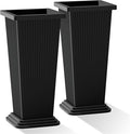 Tall Black Planters Outdoor Set of 2, Large Outdoor Tall Planters Pots by PolarcoForgeco