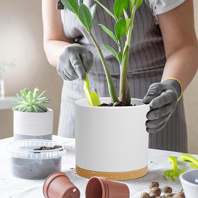 8 Inch Cylinder Flower Pots for Indoor Outdoor Plants, Medium Deep Plant Pots - Image 5
