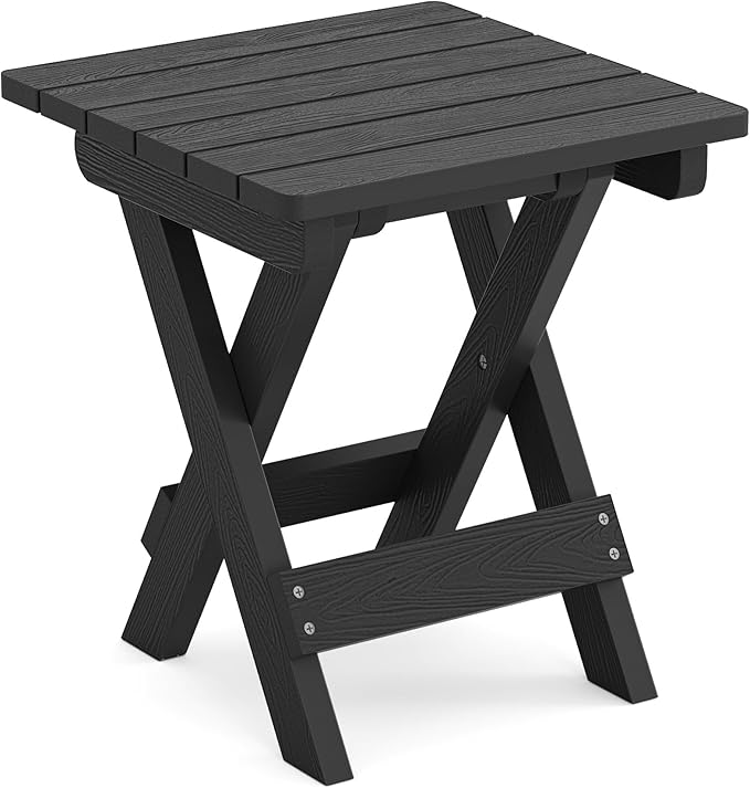 LUE BONA Small Outdoor Folding Side Table, HDPS Outside End Table - Image 7