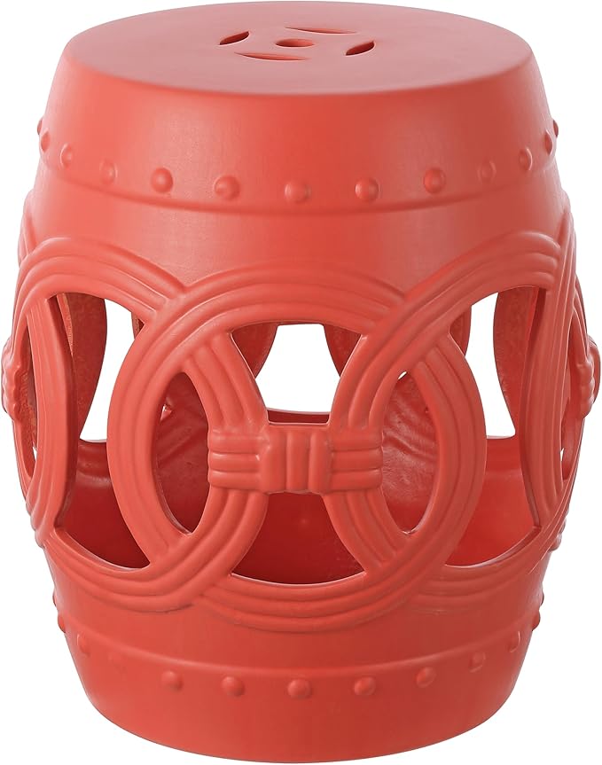 JONATHAN Y TBL1022G Lucky Coins 16" Chinese Ceramic Drum Indoor/Outdoor Garden by JONATHANY