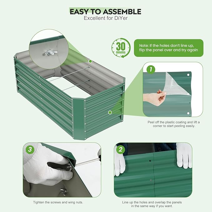 ZORMY 4×2×1.4ft Galvanized Raised Garden Bed Kit, Metal Planter Boxes Outdoor - Image 7