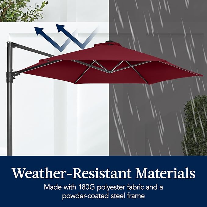 Best Choice Products 10ft Solar LED Offset Cantilever Hanging Market Patio - Image 6