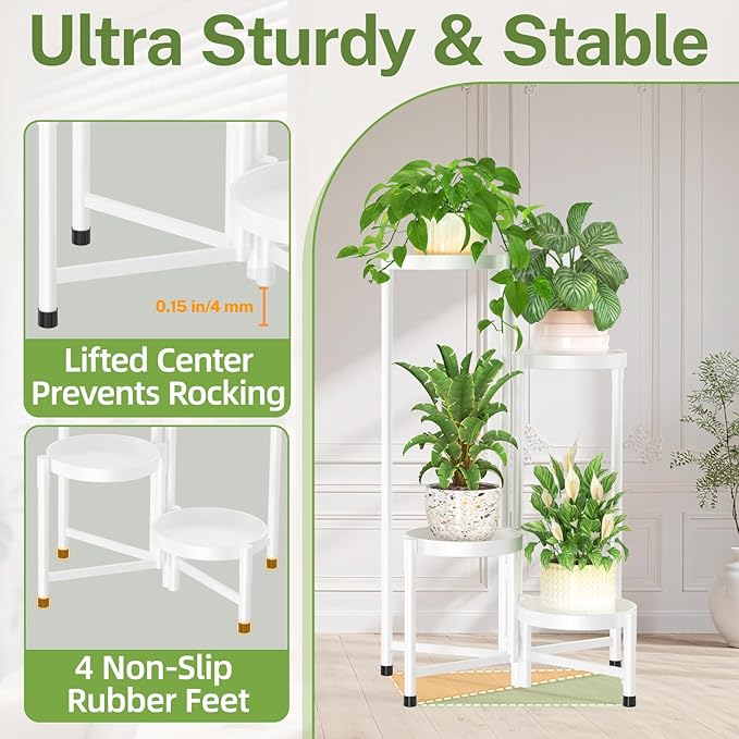 iDavosic.ly Plant Stand Indoor Outdoor, 4 Tier Corner Metal Flower Display - Image 4