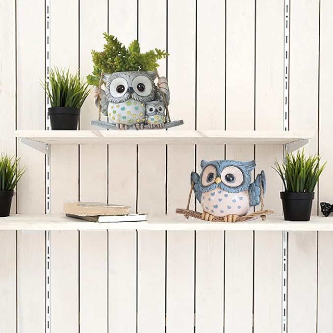 Swing Owl Hanging Planters for Indoor Plants, Cute Small Succulent Pots - Image 6