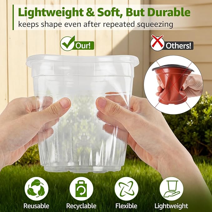 MIXC Clear Nursery Pots with Humidity Domes, 5/4/3.5 Inch Reinforced - Image 2