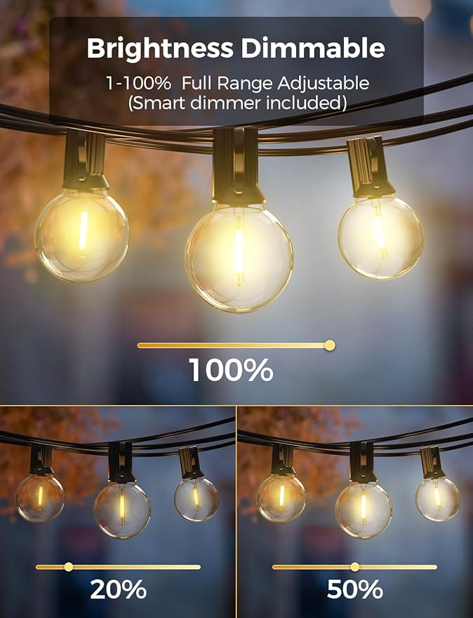 XMCOSY+ Outdoor String Lights, Smart Patio Lights 100Ft Dimmable Outdoor Lights - Image 4