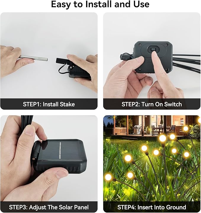 Solar Garden Lights Outdoor Waterproof, 4 Pack 32 LED Swaying Light Firefly - Image 5