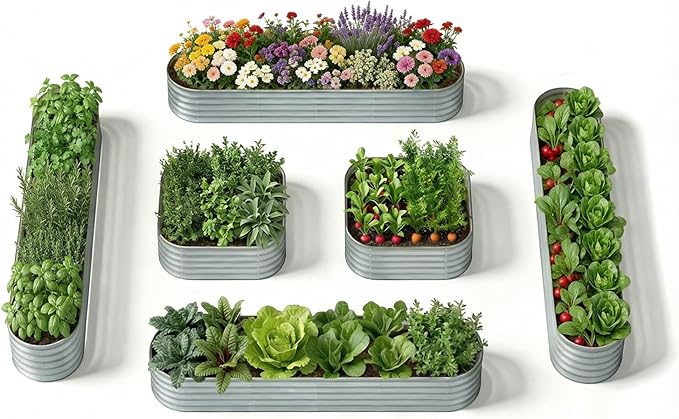 6-Pack 18” Tall Galvanized Raised Garden Beds – New Home Garden Layout by Annoell