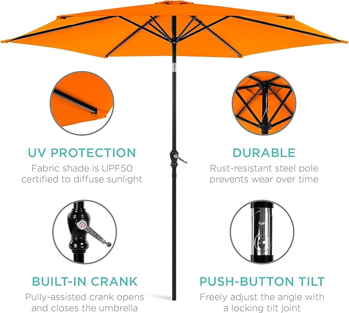 Best Choice Products 10ft Outdoor Table Compatible Steel Polyester Market Patio - Image 5