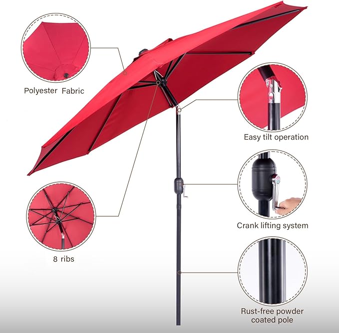 Backyard Expressions 9 ft. Patio Umbrella, Market Table Umbrella w/Tilt and - Image 3