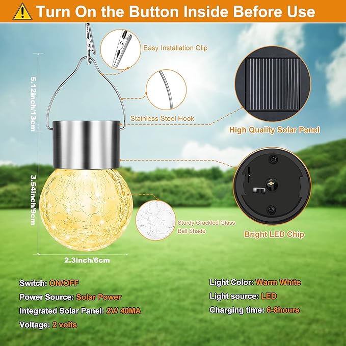 12Pack Hanging Outdoor Solar Lights - Image 6