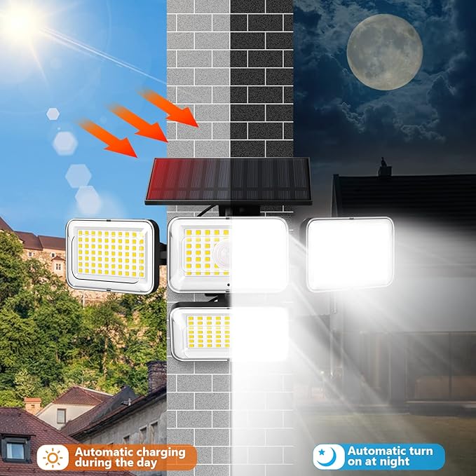 Mokot Solar Lights Outdoor, 288 LED 2800LM Motion Sensor Outdoor Light - Image 6