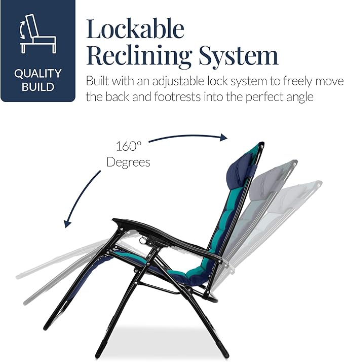 Best Choice Products Oversized Padded Zero Gravity Chair, Folding Outdoor Patio - Image 8