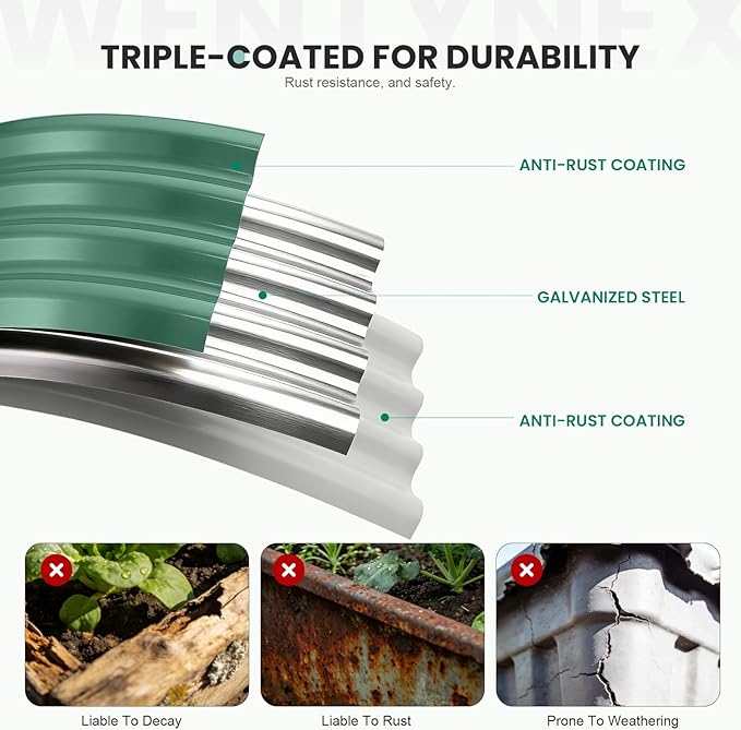 8×3×1.4FT Galvanized Raised Garden Bed Outdoor, Metal Raised Garden Bed Kit - Image 7