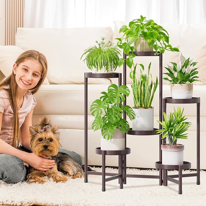 iDavosic.ly Plant Stand Indoor Outdoor, 6 Tier Corner Metal Flower Display - Image 2