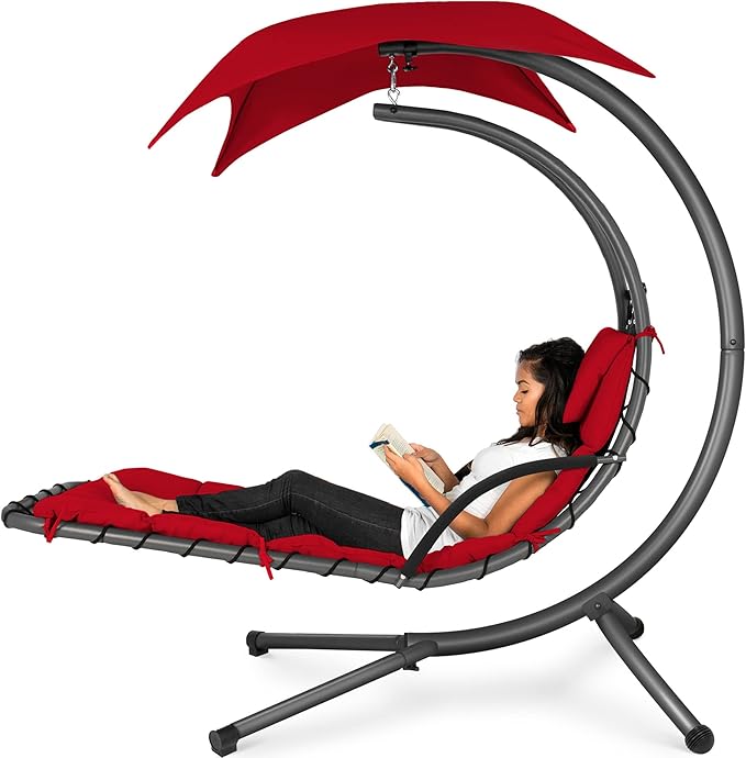 Best Choice Products Outdoor Hanging Curved Steel Chaise Lounge Chair Swing by BestChoiceProducts