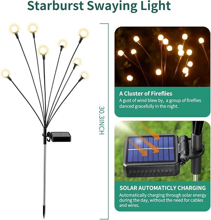Solar Lights Outdoor Waterproof, 2 Packs 16LED, Solar Garden, Garden Decor - Image 2