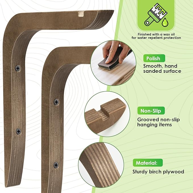 Wooden Plants Hanger, Plant Hangers Indoor Wall Mount, 8.58-Inch Hanging Plant - Image 5