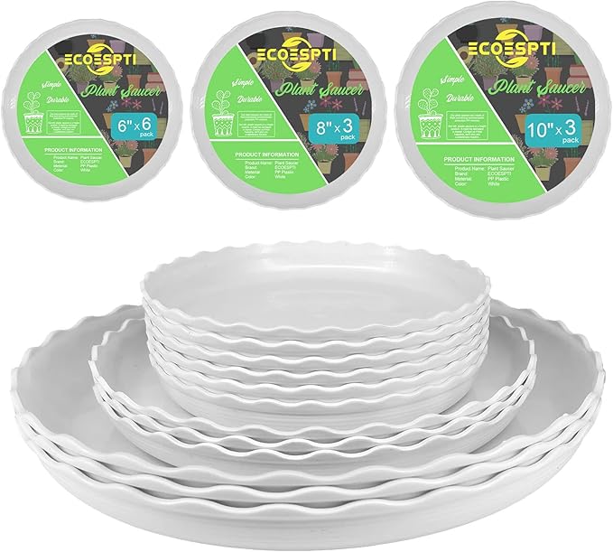 12Pcs Plant Saucer, 6 8 10 Inch Durable Plastic Plant Trays by Lifecouldbesointeresting