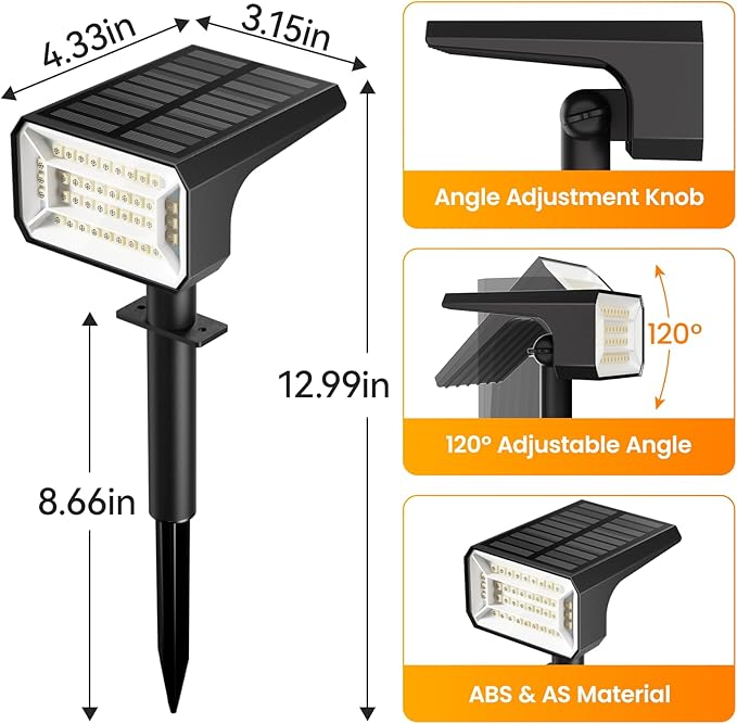 Fabrito Color Changing Solar Spot Lights Outdoor 10 Pack, Auto On/Off RGB - Image 9