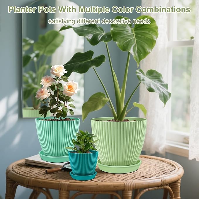 SupKing Plant Pots with Drainage Saucers 7.5/6.7/6/5/4/3.5 Inch Set of 6 - Image 5